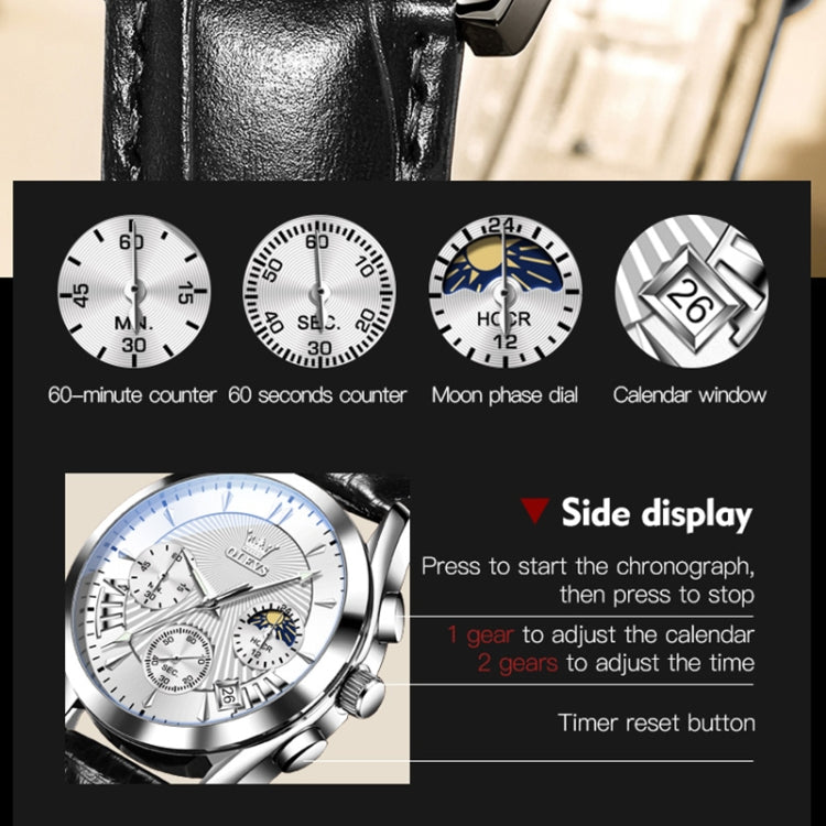 OLEVS 2876 Men Multifunctional Sports Chronograph Quartz Watch