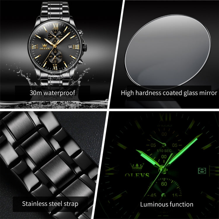 OLEVS 2886 Men Sports Chronograph Waterproof Luminous Quartz Watch