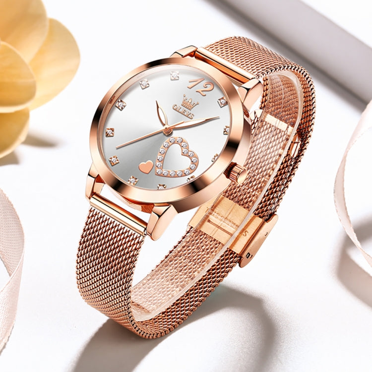 OLEVS 5189 Women Heart Shape Waterproof Quartz Watch