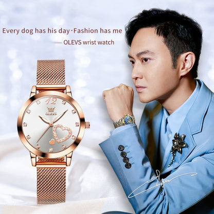 OLEVS 5189 Women Heart Shape Waterproof Quartz Watch
