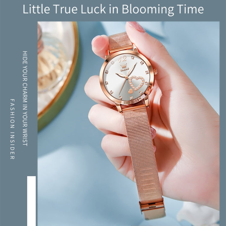 OLEVS 5189 Women Heart Shape Waterproof Quartz Watch