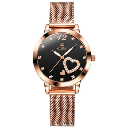 OLEVS 5189 Women Heart Shape Waterproof Quartz Watch