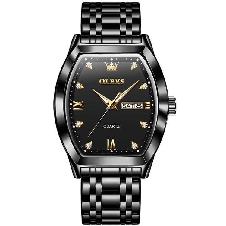 OLEVS 5528 Men Business Dual Calendar Wine Barrel Waterproof Quartz Watch