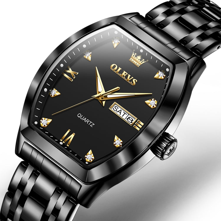 OLEVS 5528 Men Business Dual Calendar Wine Barrel Waterproof Quartz Watch