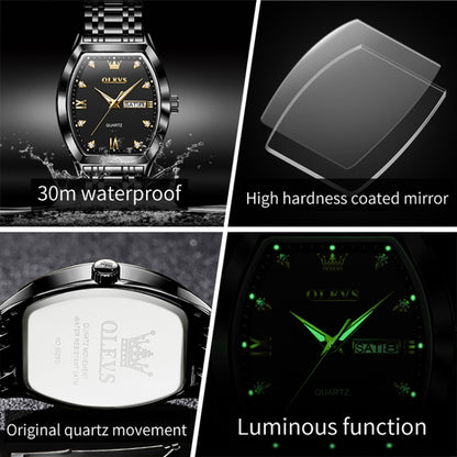OLEVS 5528 Men Business Dual Calendar Wine Barrel Waterproof Quartz Watch