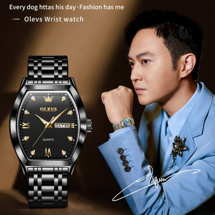 OLEVS 5528 Men Business Dual Calendar Wine Barrel Waterproof Quartz Watch