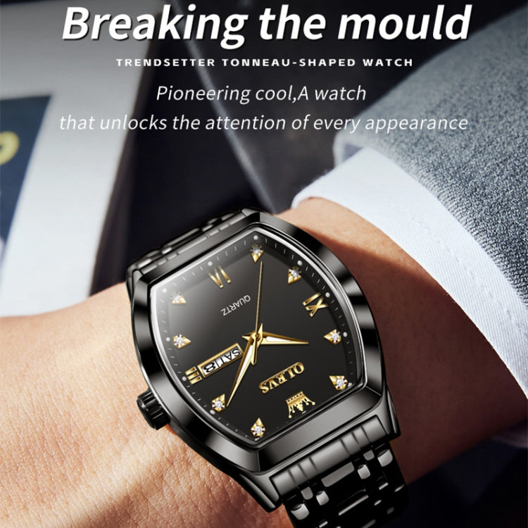 OLEVS 5528 Men Business Dual Calendar Wine Barrel Waterproof Quartz Watch