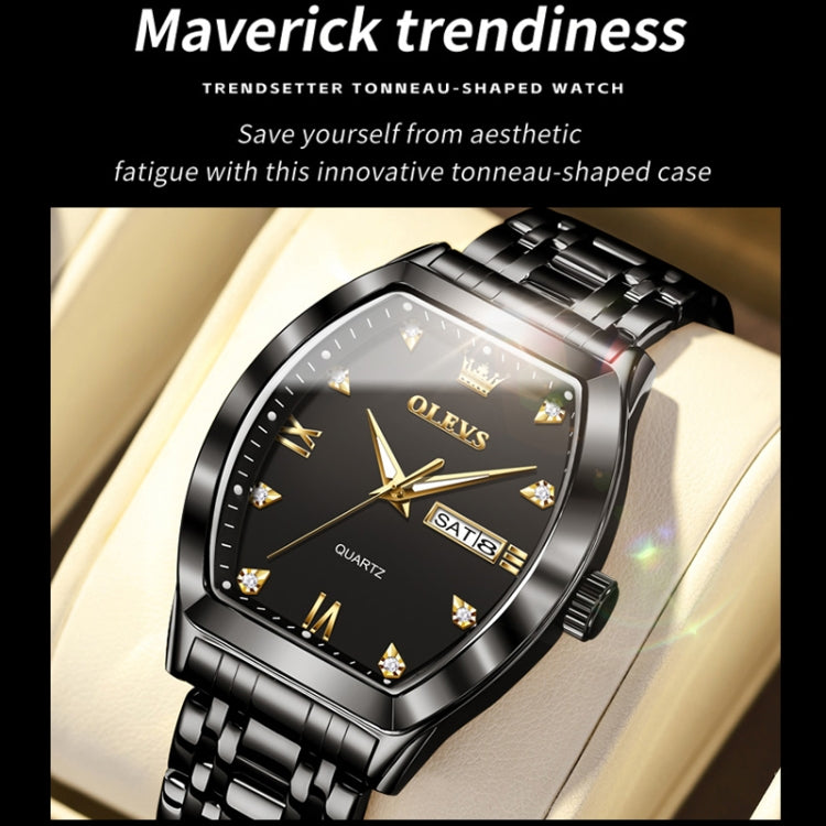 OLEVS 5528 Men Business Dual Calendar Wine Barrel Waterproof Quartz Watch