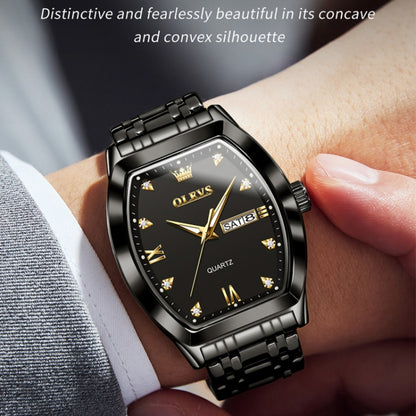 OLEVS 5528 Men Business Dual Calendar Wine Barrel Waterproof Quartz Watch