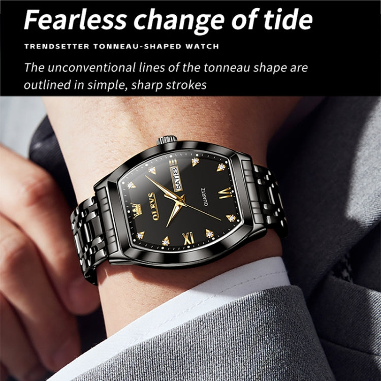 OLEVS 5528 Men Business Dual Calendar Wine Barrel Waterproof Quartz Watch