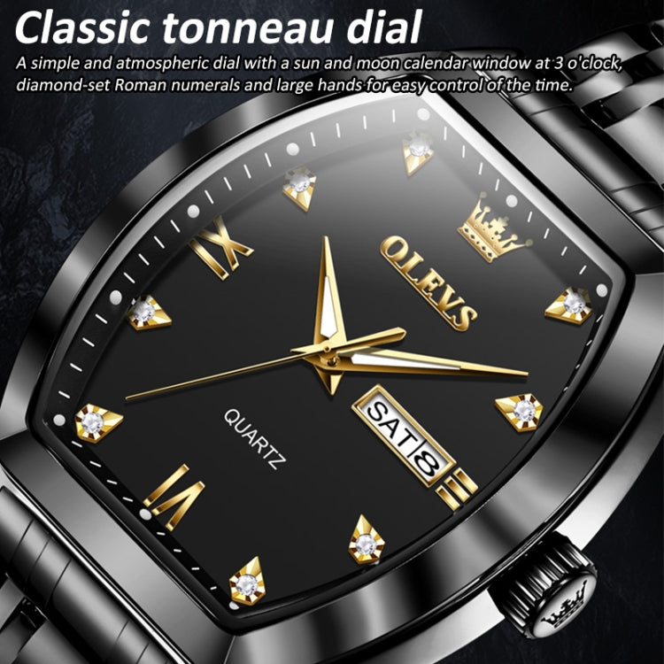OLEVS 5528 Men Business Dual Calendar Wine Barrel Waterproof Quartz Watch