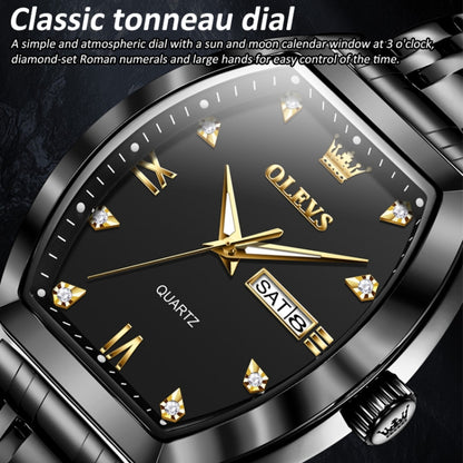 OLEVS 5528 Men Business Dual Calendar Wine Barrel Waterproof Quartz Watch
