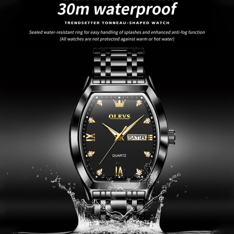 OLEVS 5528 Men Business Dual Calendar Wine Barrel Waterproof Quartz Watch