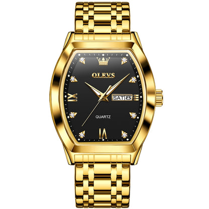 OLEVS 5528 Men Business Dual Calendar Wine Barrel Waterproof Quartz Watch
