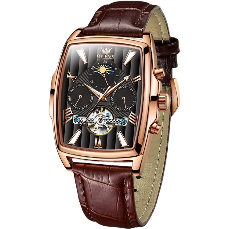 OLEVS 6675 Men Multifunctional Moon Phase Tourbillon Mechanical Watch