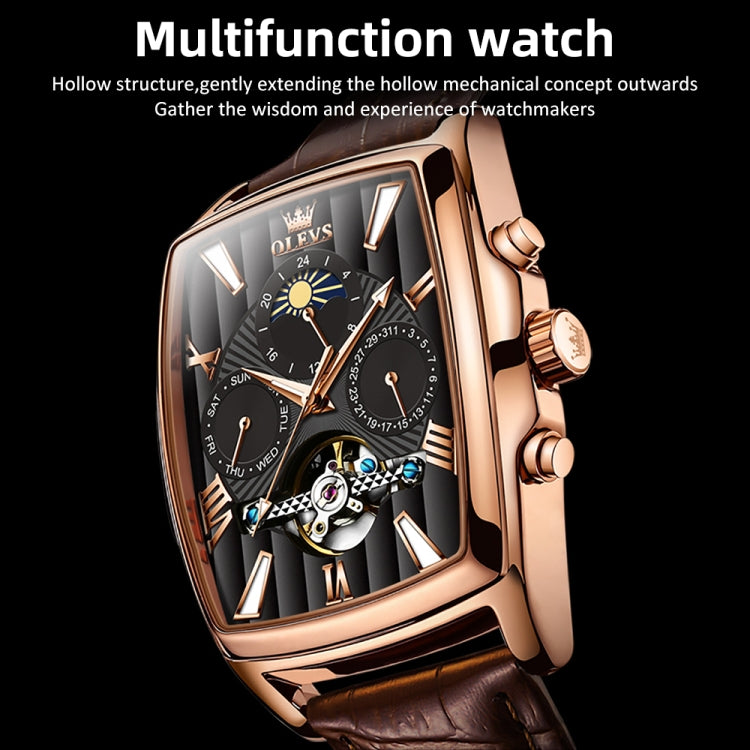 OLEVS 6675 Men Multifunctional Moon Phase Tourbillon Mechanical Watch