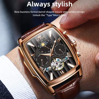 OLEVS 6675 Men Multifunctional Moon Phase Tourbillon Mechanical Watch