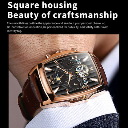 OLEVS 6675 Men Multifunctional Moon Phase Tourbillon Mechanical Watch