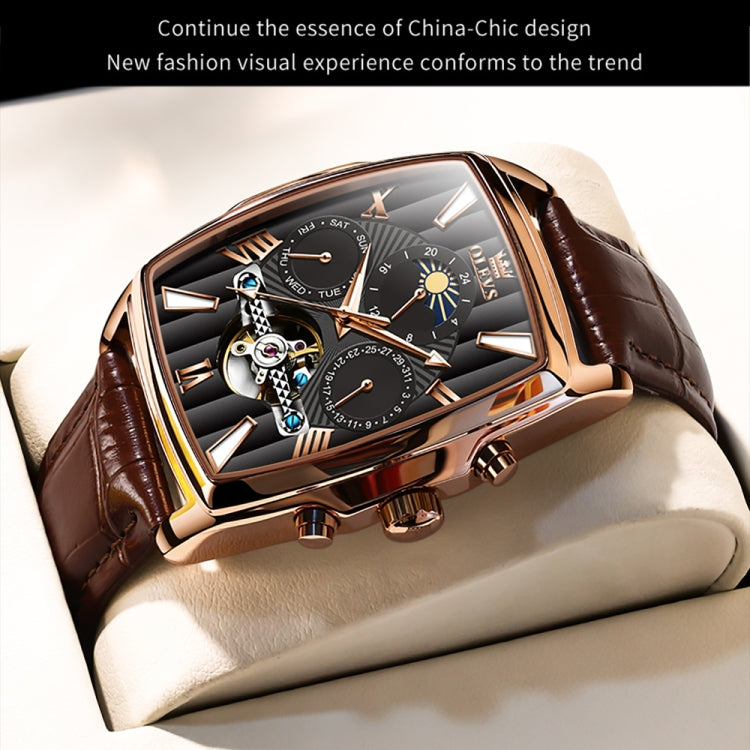 OLEVS 6675 Men Multifunctional Moon Phase Tourbillon Mechanical Watch
