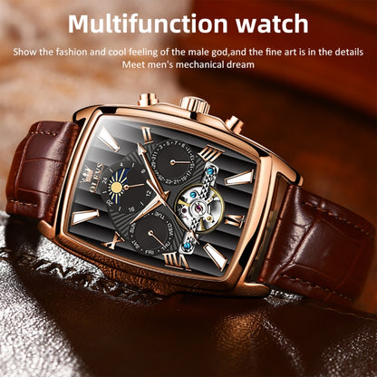 OLEVS 6675 Men Multifunctional Moon Phase Tourbillon Mechanical Watch