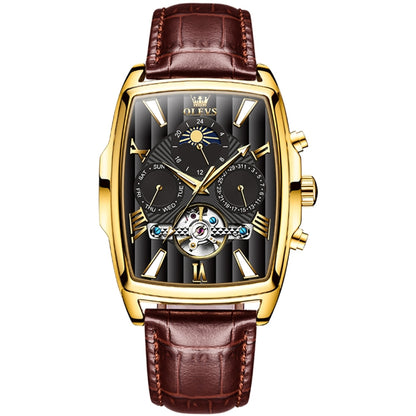 OLEVS 6675 Men Multifunctional Moon Phase Tourbillon Mechanical Watch