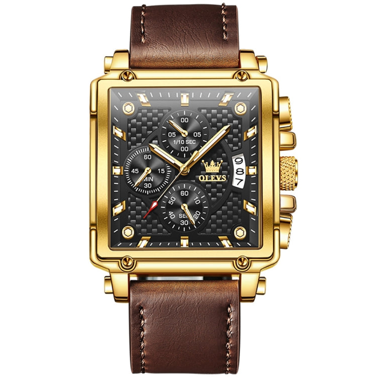 OLEVS 9925 Men Square Dial Multifunctional Waterproof Quartz Watch