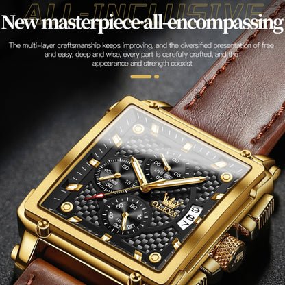 OLEVS 9925 Men Square Dial Multifunctional Waterproof Quartz Watch