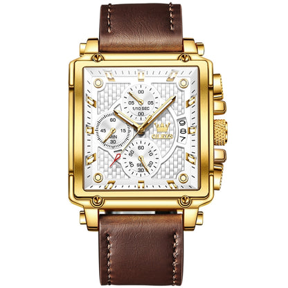 OLEVS 9925 Men Square Dial Multifunctional Waterproof Quartz Watch