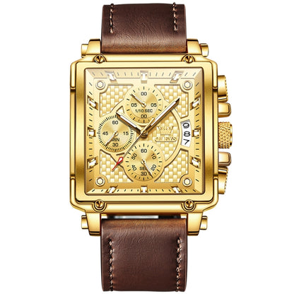 OLEVS 9925 Men Square Dial Multifunctional Waterproof Quartz Watch