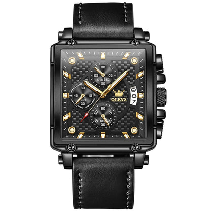 OLEVS 9925 Men Square Dial Multifunctional Waterproof Quartz Watch