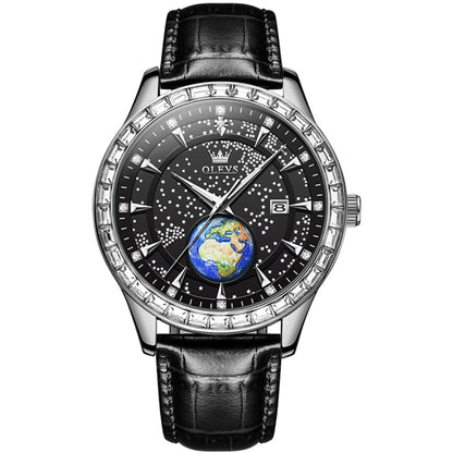 OLEVS 9967 Men Starry Sky Face Diamond Bezel Quartz Watch