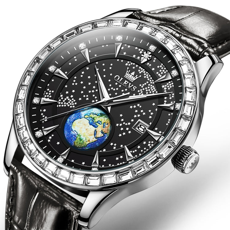 OLEVS 9967 Men Starry Sky Face Diamond Bezel Quartz Watch
