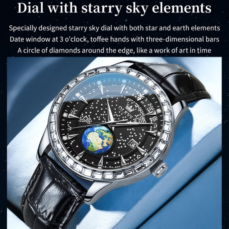 OLEVS 9967 Men Starry Sky Face Diamond Bezel Quartz Watch