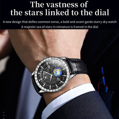 OLEVS 9967 Men Starry Sky Face Diamond Bezel Quartz Watch