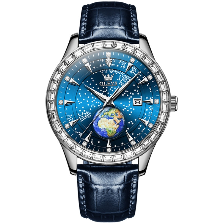 OLEVS 9967 Men Starry Sky Face Diamond Bezel Quartz Watch