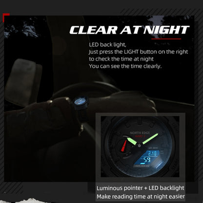 NORTH EDGE MARS3 Outdoor Waterproof Men Carbon Fiber Electronic Sports Watch, MARS3