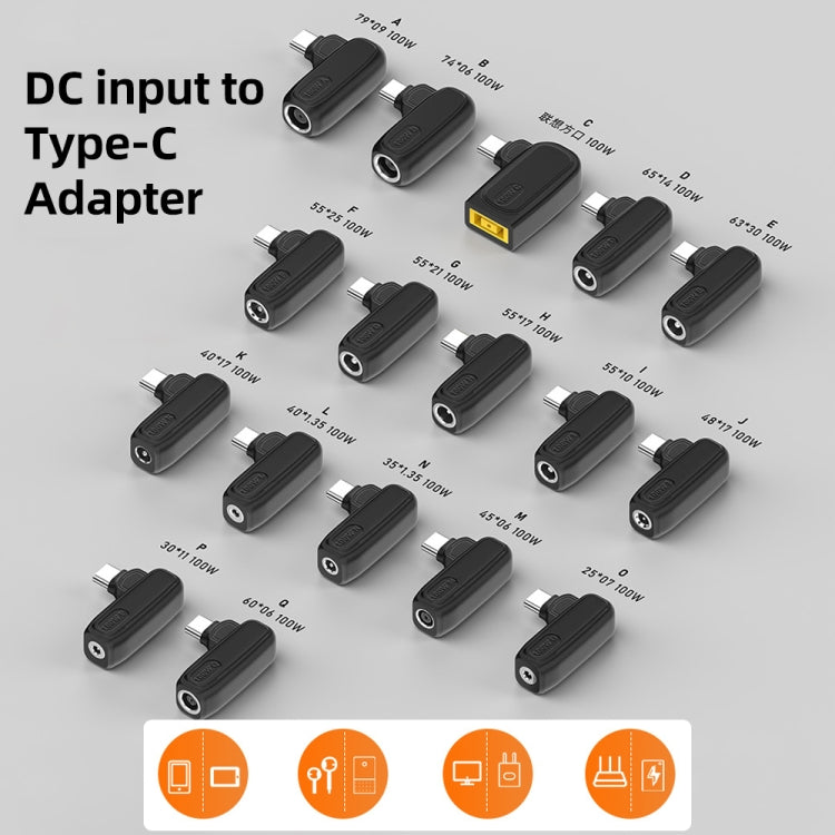 100W Q 6.0X0.6mm Female to USB-C/Type-C Male Plug Charging Adapter, 6.0X0.6mm