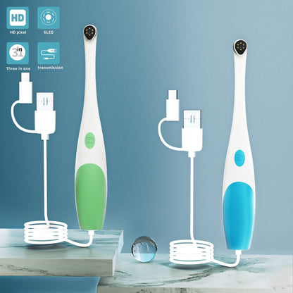 AN109 6LEDs 1080P 3 in 1 Visible Oral Endoscope, 3 in 1 (Green)