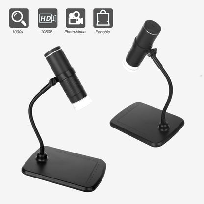 F210 1000X WiFi Digital Microscope with Helical Tube Bracket, F210 Black