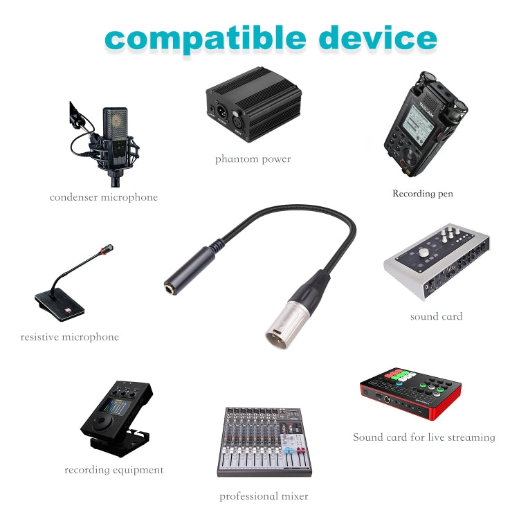 0.3m 6.35mm Female to XLR Male Microphone Audio Conversion Cable, 635K04-03