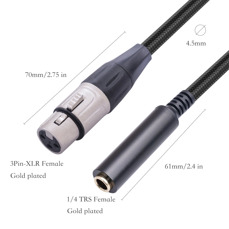 0.3m 6.35mm Female to XLR Female Microphone Audio Conversion Cable, 635K03-03