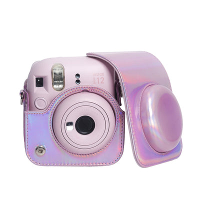 Laser Full Body Leather Case Camera Bag with Strap, For FUJIFILM instax mini 12