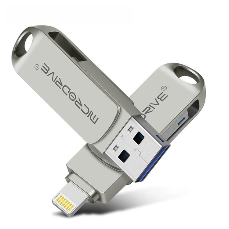 MicroDrive 2 In 1 Lightning + USB2.0 Portable Metal USB Flash Disk, 32GB, 64GB, 128GB