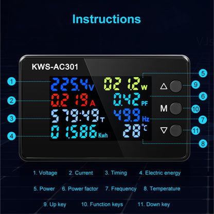KWS-AC301L-100A 50-300V AC Switching Digital Display Current Voltmeter with 485 Communication, KWS-AC301L-100A Switching Digital
