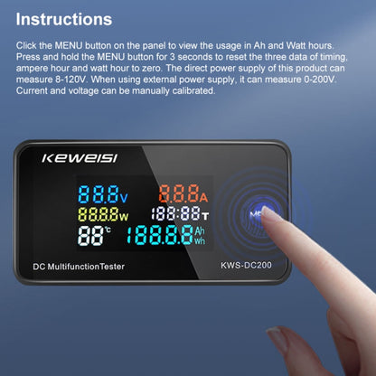 KWS-DC200-10A 8-120V DC Digital Display Voltage Current Watch Built in Shunt, KWS-DC200-10A