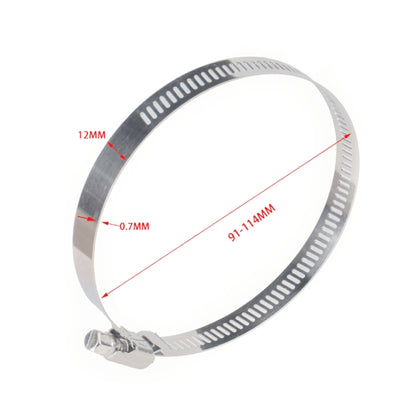 4 PCS Stainless Steel Hose Clamps Pipe Clip Fuel Line Clip, Size: 91-114mm, 4 PCS Size: 91-114mm