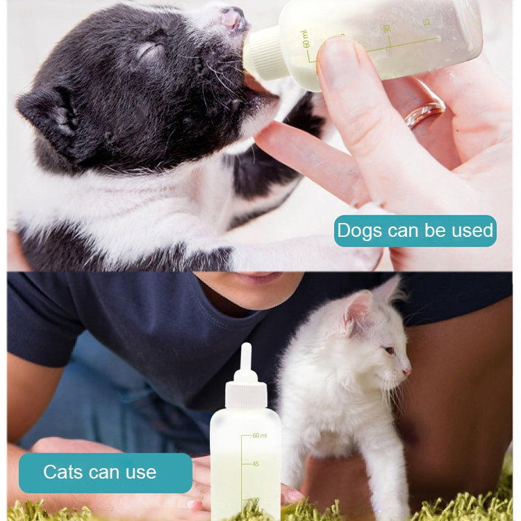 Pet Bottle Set Puppy Kitten Cat Bottle Multiple Pacifiers with Bottle Brush, 60ml x 1