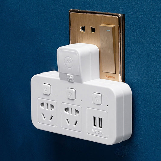 Home Office Multifunctional USB Wireless Plug Converter Plug Board, with Night Light, 1 to 3 + 2USB