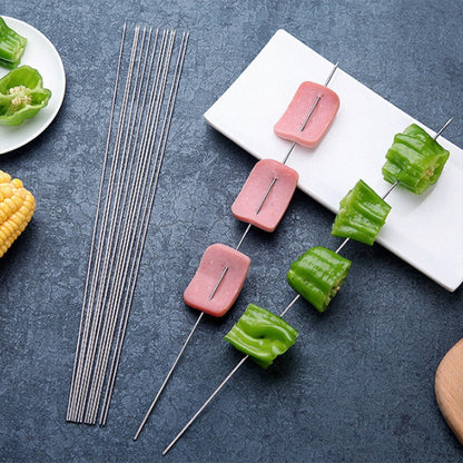 10pcs Outdoor Lamb Kebab Barbecue Stainless Steel Skewers, 1pc