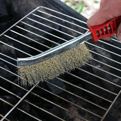BBQ Grill Wire Cleaning Brush with Handle, Stainless Steel, Copper Plating